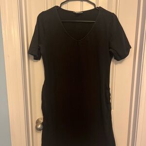 Black V-Neck Short Sleeve Dress maternity